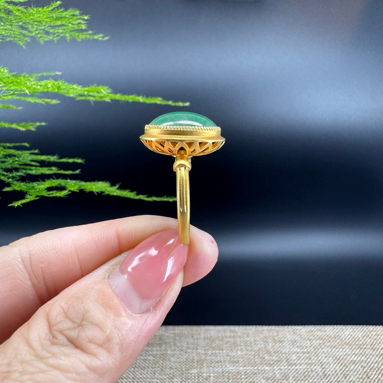 RealJade® "Signature Signet" 18K Yellow Gold  Imperial Jadeite Jade Classic Ring