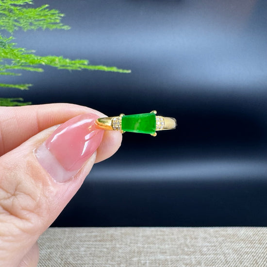 RealJade® "Signature Signet" 18K Yellow Gold  Imperial Jadeite Jade Diamonds  Classic Ring