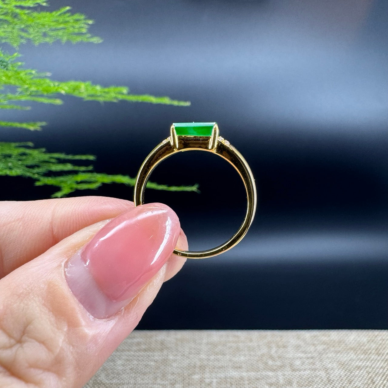 RealJade® "Signature Signet" 18K Yellow Gold  Imperial Jadeite Jade Diamonds  Classic Ring