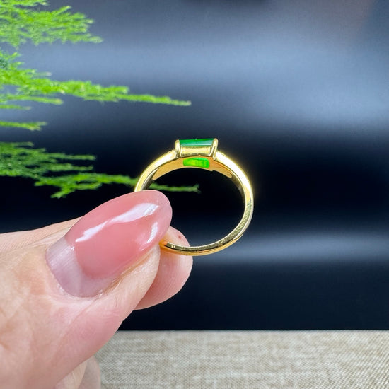 RealJade® "Signature Signet" 18K Yellow Gold  Imperial Jadeite Jade Diamonds  Classic Ring