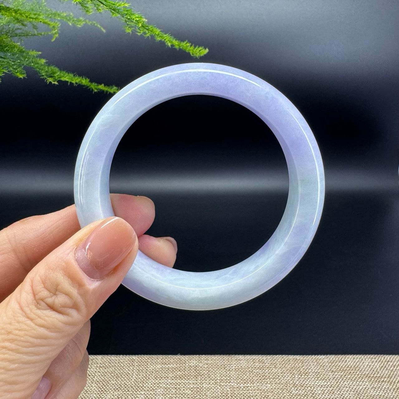 Genuine Burmese Lavender Green Jade Jadeite Bangle Bracelet (56.2mm)