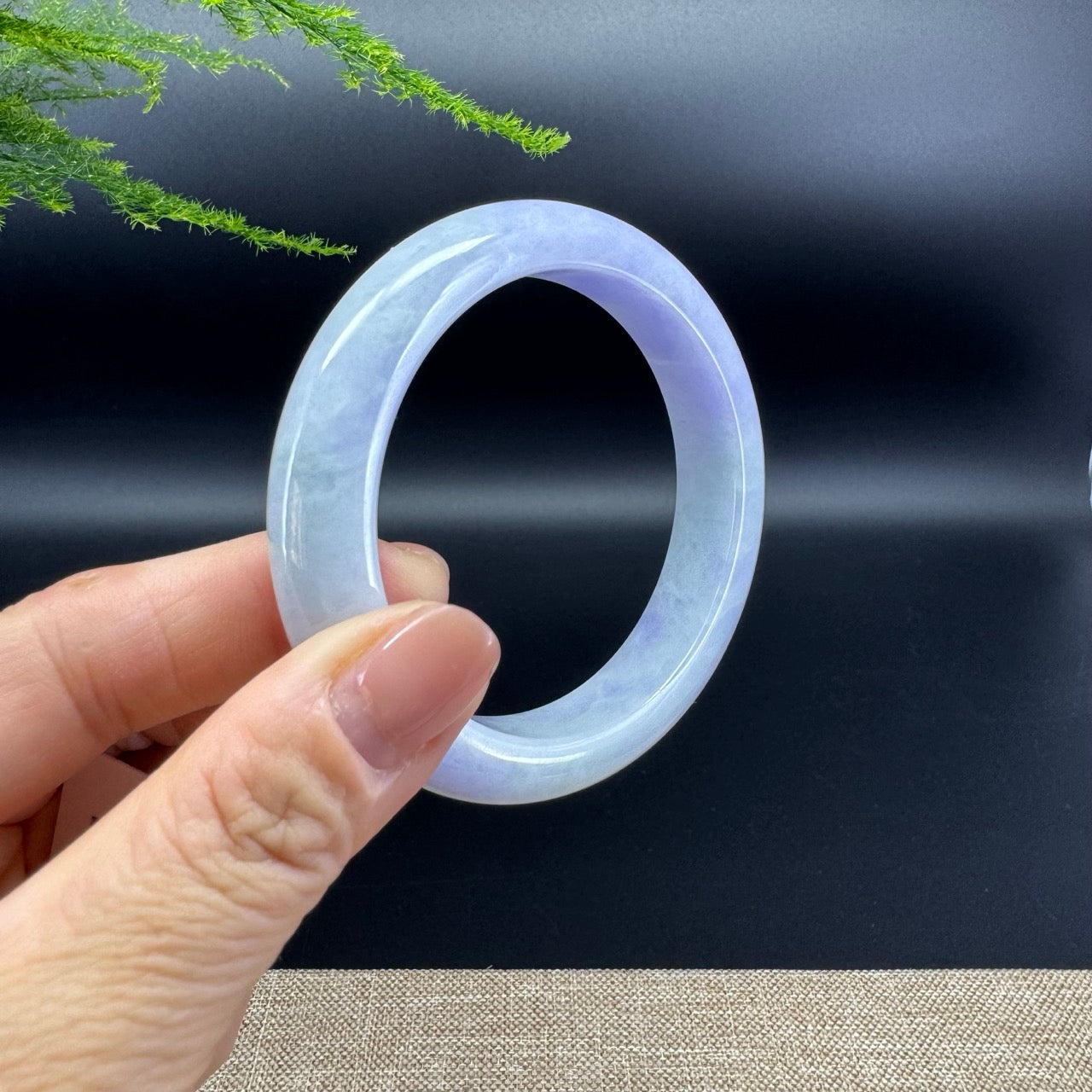 Genuine Burmese Lavender Green Jade Jadeite Bangle Bracelet (56.2mm)