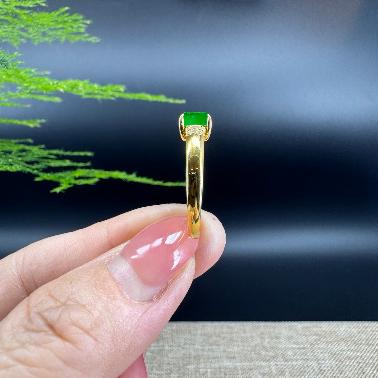 RealJade® "Signature Signet" 18K Yellow Gold  Imperial Jadeite Jade Diamonds  Classic Ring