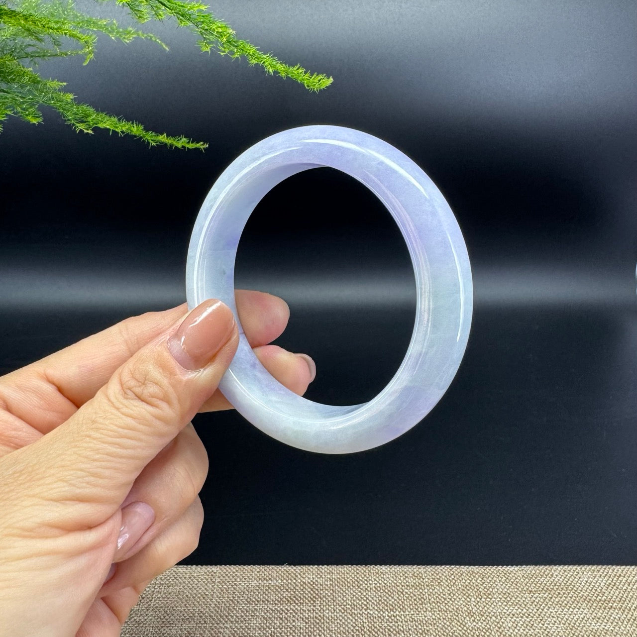 Genuine Burmese Lavender Green Jade Jadeite Bangle Bracelet (56.2mm)