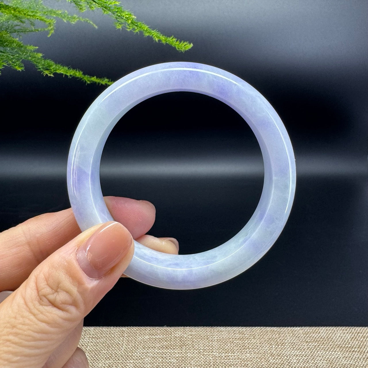 Genuine Burmese Lavender Green Jade Jadeite Bangle Bracelet (56.2mm)
