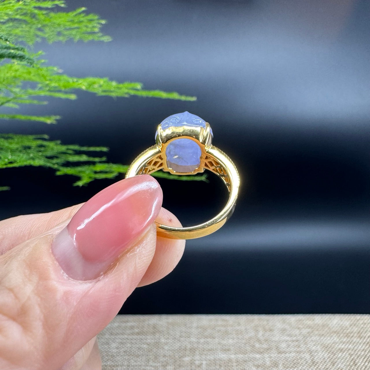 RealJade® "Signature Signet" 18K Yellow Gold Lavender Jadeite Jade PiXiu Ring