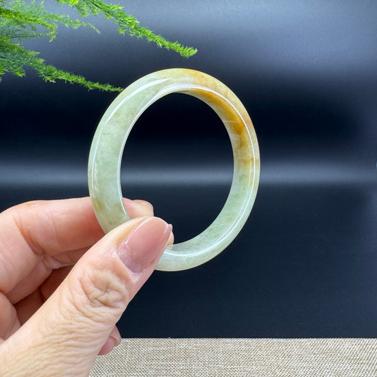 Genuine Burmese Honey Yellow Jade Jadeite Bangle Bracelet ( 56.5mm )