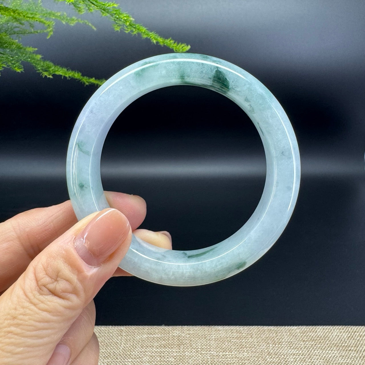 Genuine Burmese Blue Green Jade Jadeite Bangle Bracelet ( 56.3mm )