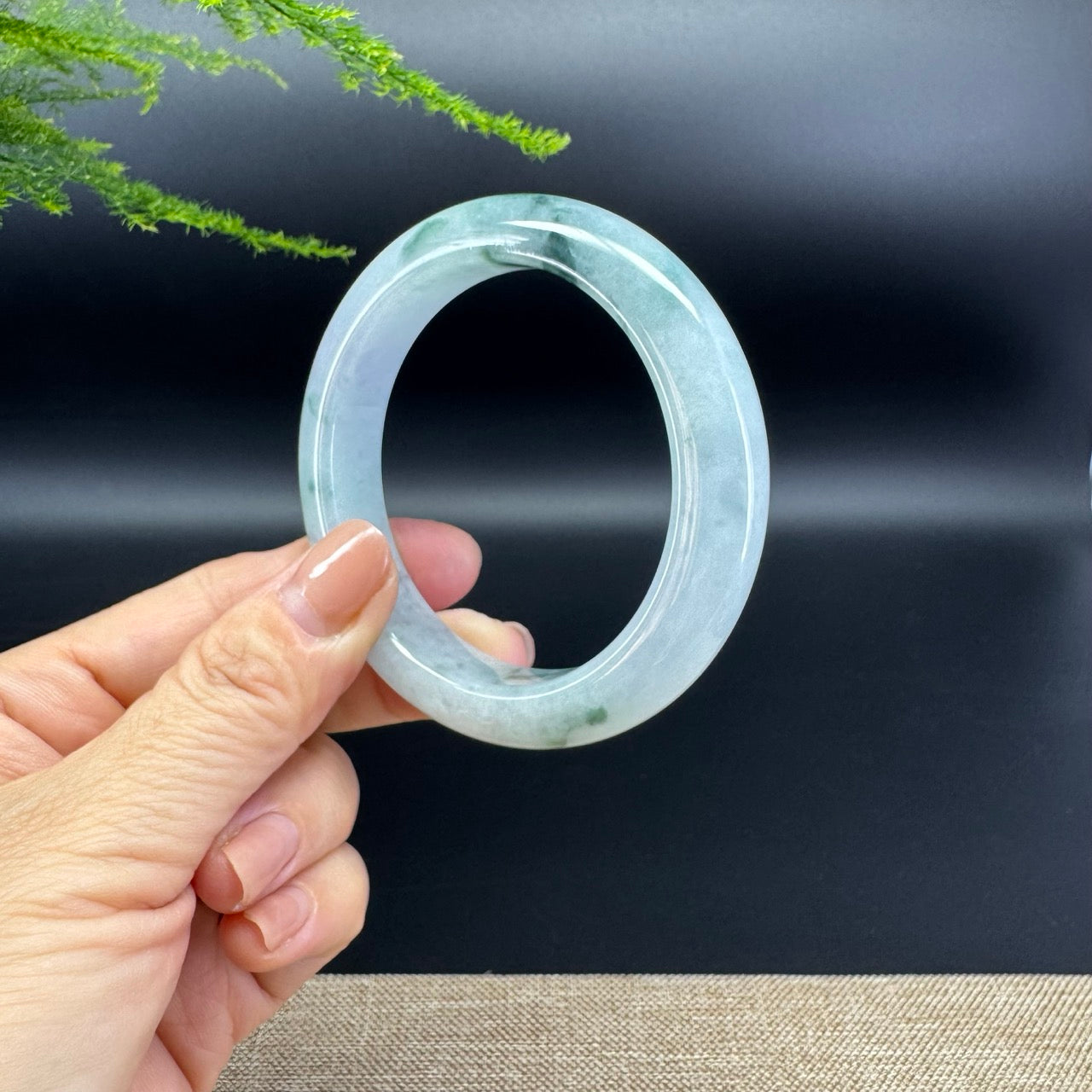 Genuine Burmese Blue Green Jade Jadeite Bangle Bracelet ( 56.3mm )
