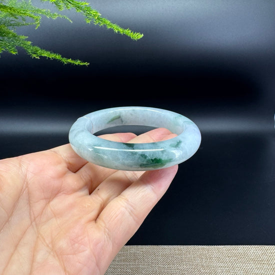 Genuine Burmese Blue Green Jade Jadeite Bangle Bracelet ( 56.3mm )