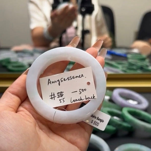 "Live" Natural Moonlight Jadeite Jade Comfor Fit Bangle(Final)(06/12/2026)