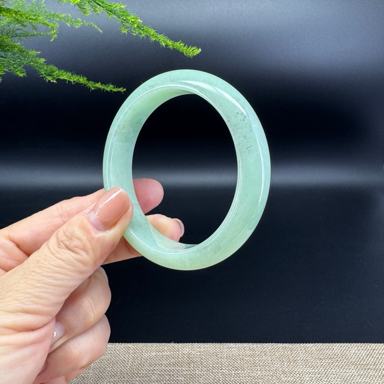 Genuine Burmese Green Jade Jadeite Bangle Bracelet (56.4mm )