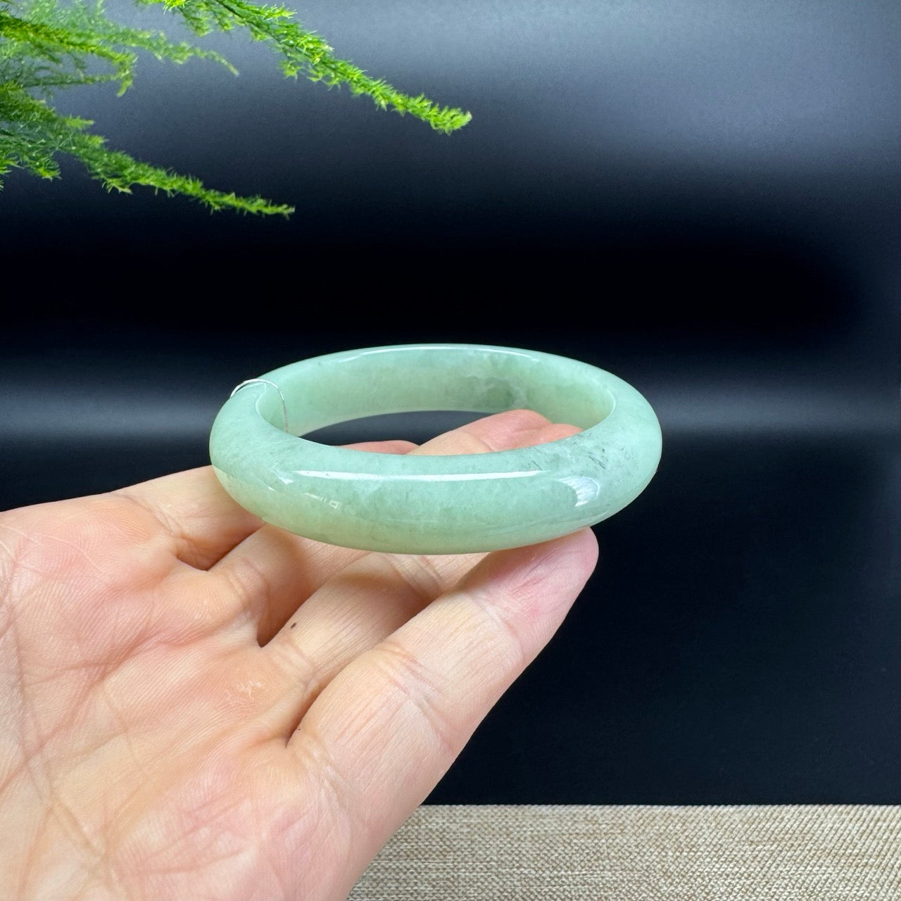 Genuine Burmese Green Jade Jadeite Bangle Bracelet (56.4mm )