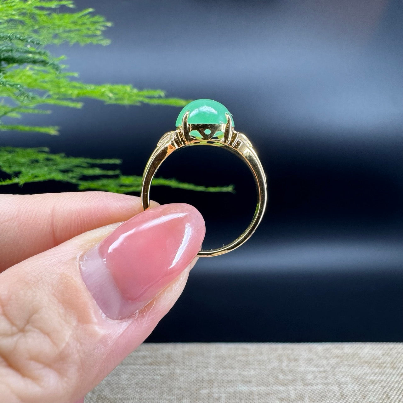 RealJade® "Signature Signet" 18K Yellow Gold Icy Green Jadeite Jade Diamonds  Ring