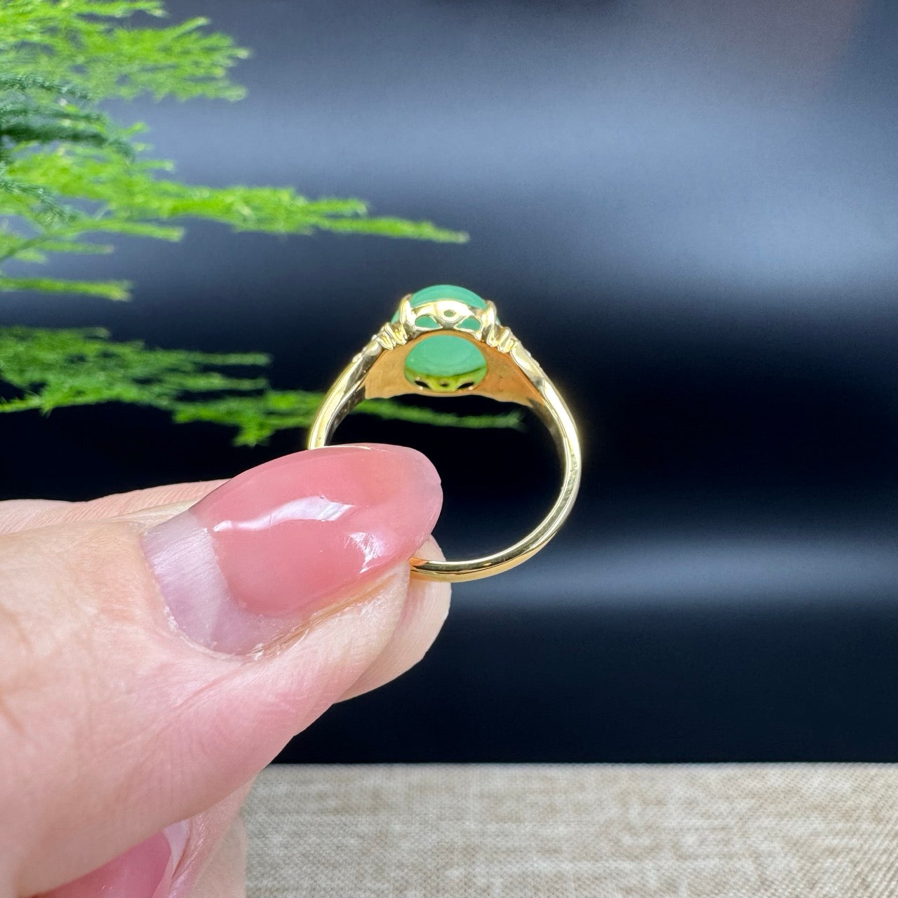 RealJade® "Signature Signet" 18K Yellow Gold Icy Green Jadeite Jade Diamonds  Ring