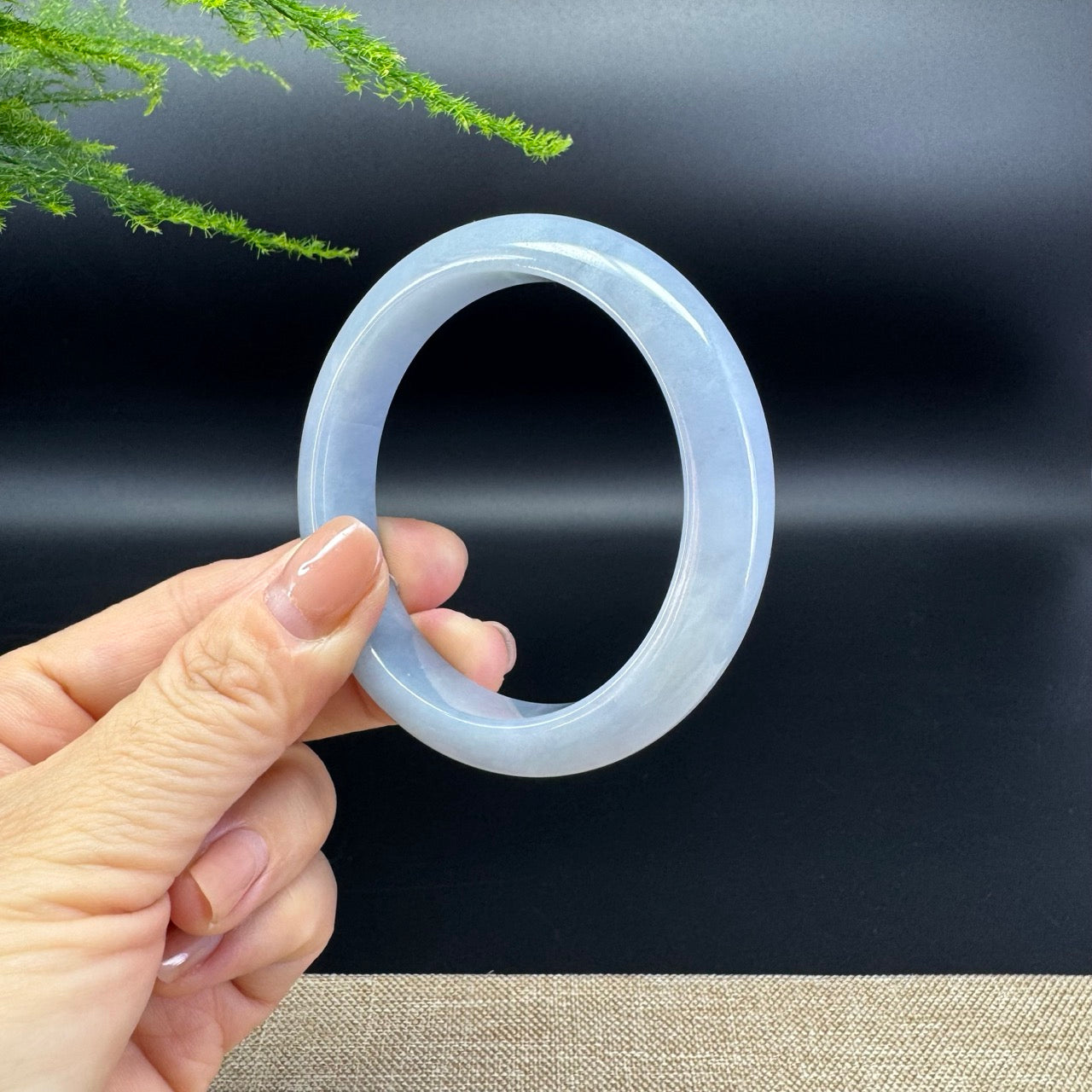 Genuine Burmese Grayish Purple Jade Jadeite Bangle Bracelet ( 56.9mm )