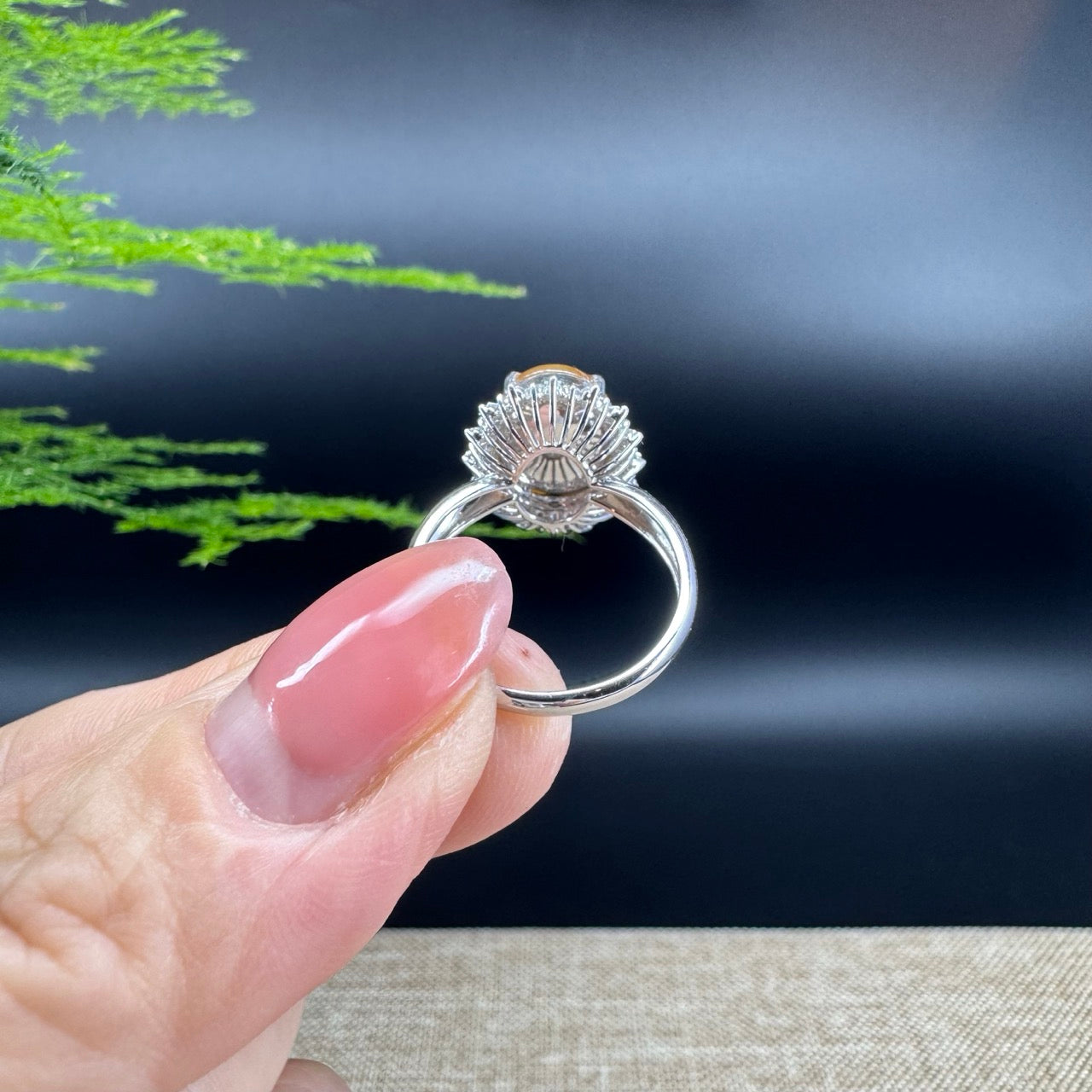 RealJade® "Signature Signet" 18K White Gold Honey Yellow Jadeite Jade Diamonds Classic Ring