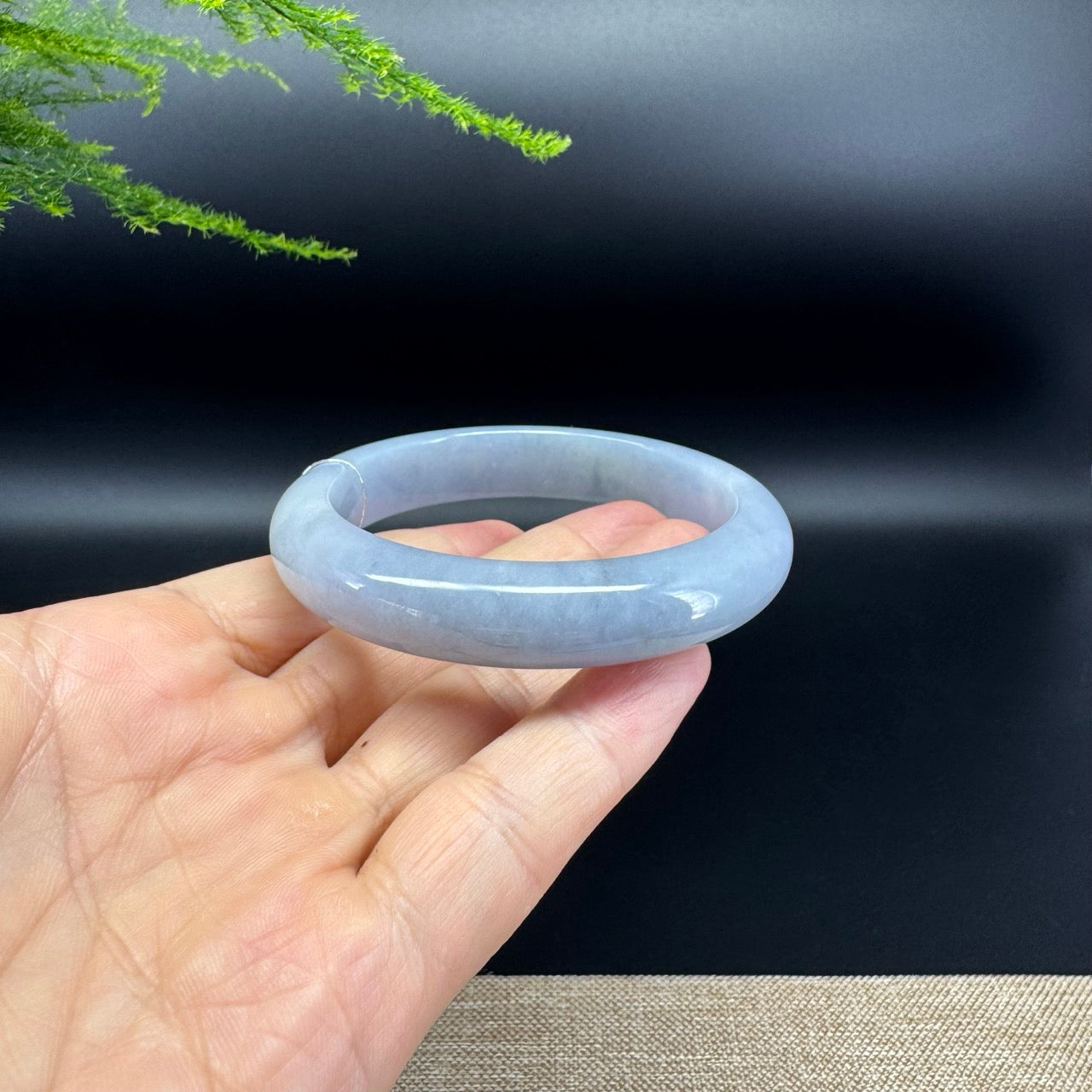 Genuine Burmese Grayish Purple Jade Jadeite Bangle Bracelet ( 56.9mm )