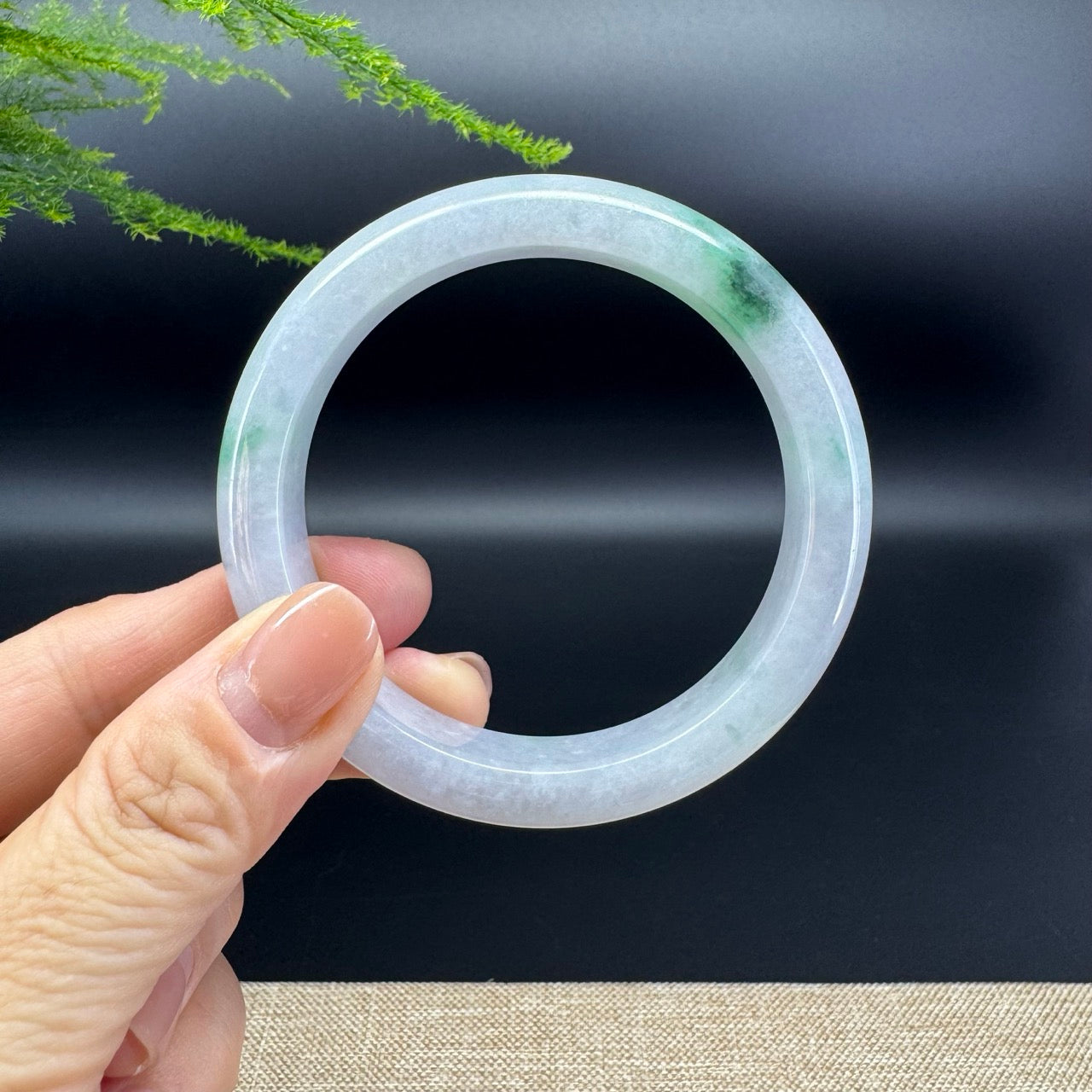 Genuine Burmese Lavender Green Jade Jadeite Bangle Bracelet ( 56.5mm )