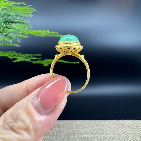 RealJade® "Signature Signet" 18K Yellow Gold Imperial Jadeite Jade Classic Ring