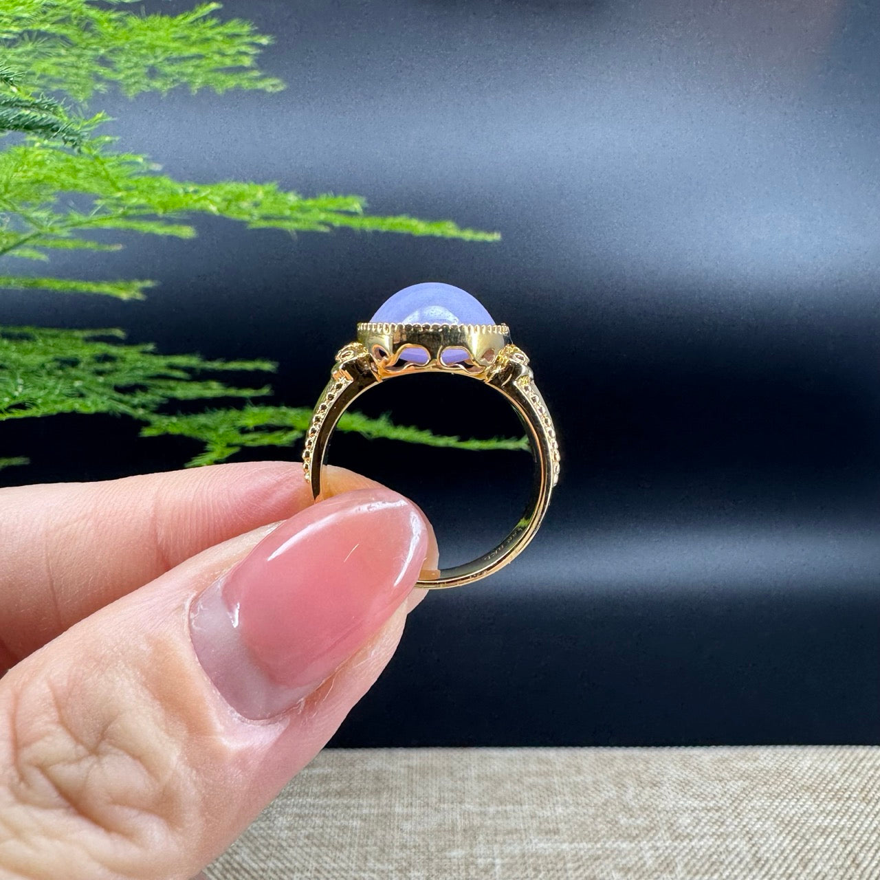 RealJade® "Signature Signet" 18K Yellow Gold Lavender Jadeite Jade Diamonds Classic Ring