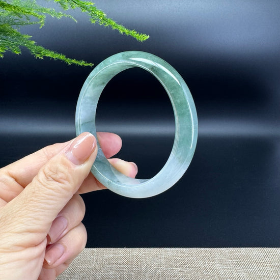 Genuine Burmese Oil Green Jade Jadeite Bangle Bracelet ( 56.7mm )