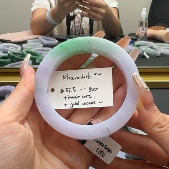 "Live" Natural Lavender Green Jadeite Jade Comfor Fit Bangle(Final)(06/12/2026)