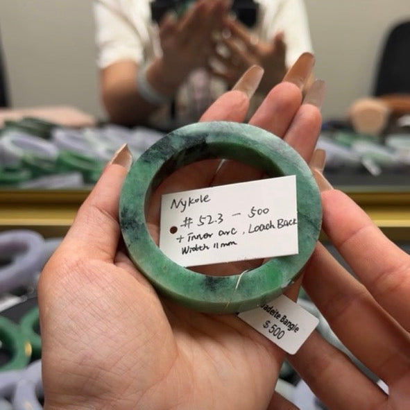 "Live" Natural Forest Green Jadeite Jade Comfor Fit Bangle(Final)(06/12/2026)