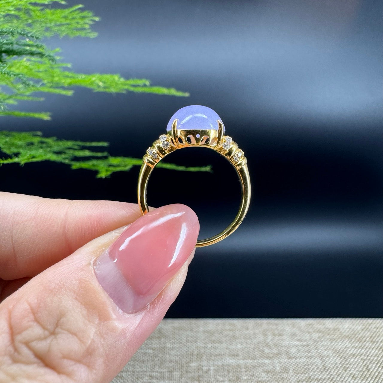 RealJade® "Signature Signet" 18K Yellow Gold  Lavender Jadeite Jade Classic Ring