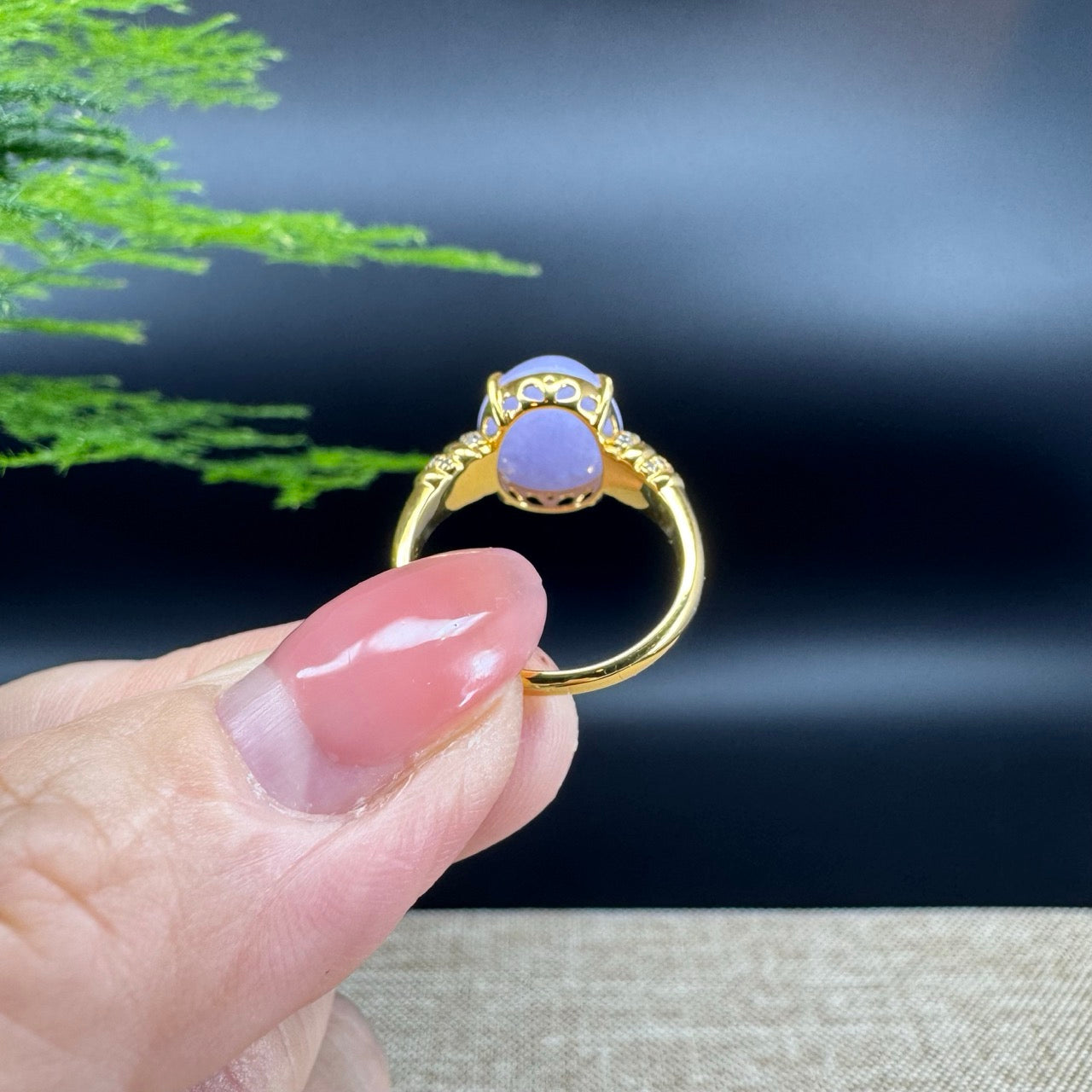 RealJade® "Signature Signet" 18K Yellow Gold  Lavender Jadeite Jade Classic Ring