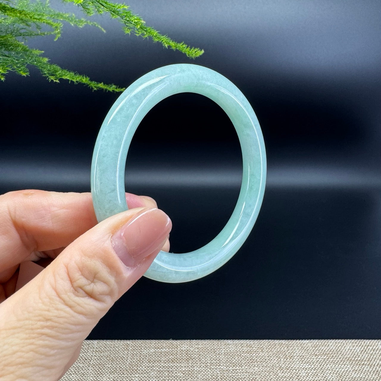 Genuine Burmese Apple Green Jade Jadeite Bangle Bracelet ( 56.3mm )