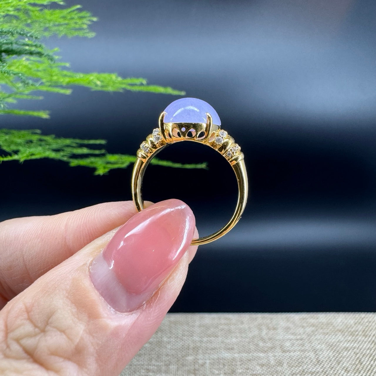 RealJade® "Signature Signet" 18K Yellow Gold  Lavender Jadeite Jade Classic Ring