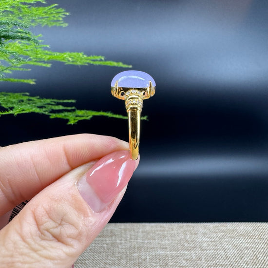 RealJade® "Signature Signet" 18K Yellow Gold  Lavender Jadeite Jade Classic Ring