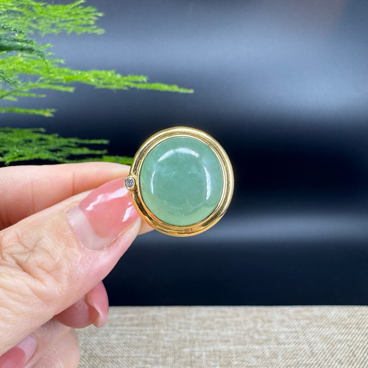 RealJade® "Signature Signet" 18K Yellow Gold  Imperial Icy Green Jadeite Jade Classic Ring