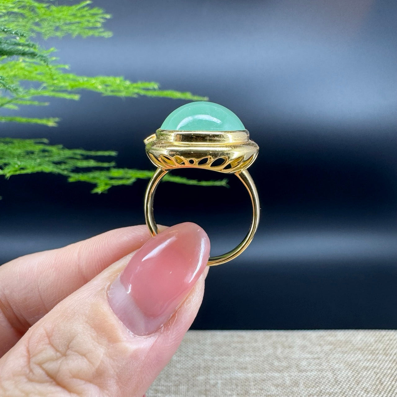 RealJade® "Signature Signet" 18K Yellow Gold  Imperial Icy Green Jadeite Jade Classic Ring