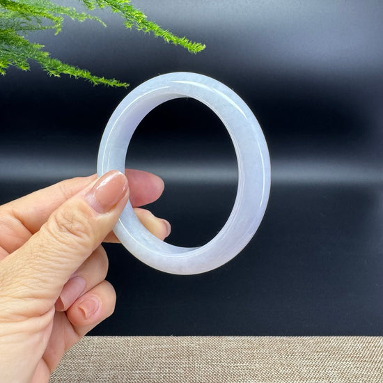 Genuine Burmese Lavender Green Jade Jadeite Bangle Bracelet ( 56.7mm )