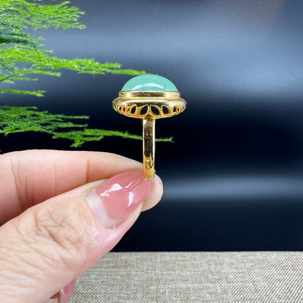 RealJade® "Signature Signet" 18K Yellow Gold  Imperial Icy Green Jadeite Jade Classic Ring