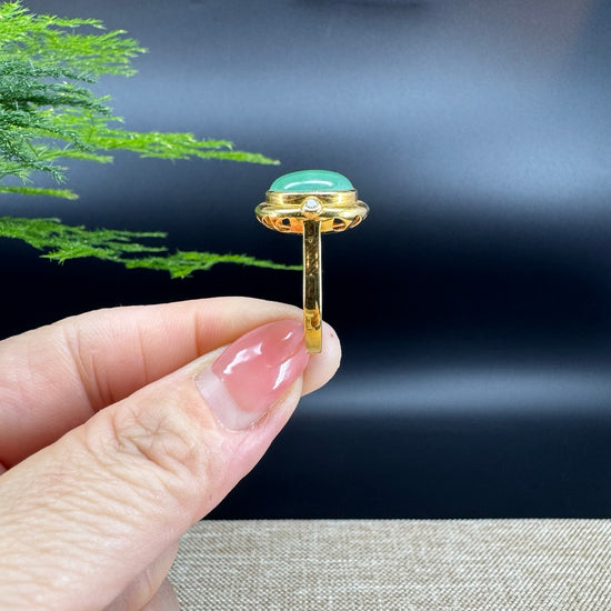 RealJade® "Signature Signet" 18K Yellow Gold  Imperial Jadeite Jade Classic Ring