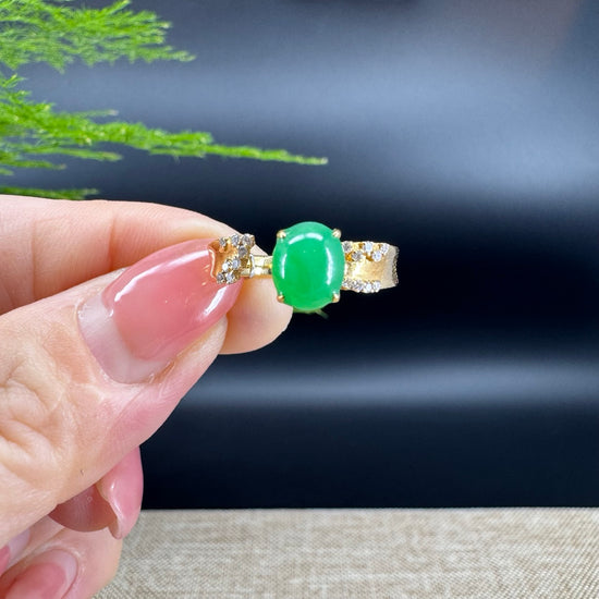 RealJade® "Signature Signet" 18K Yellow Gold  Imperial Jadeite Jade Classic Ring
