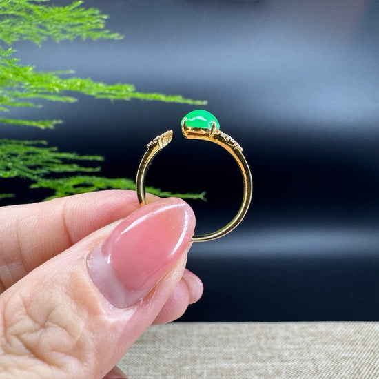 RealJade® "Signature Signet" 18K Yellow Gold  Imperial Jadeite Jade Classic Ring