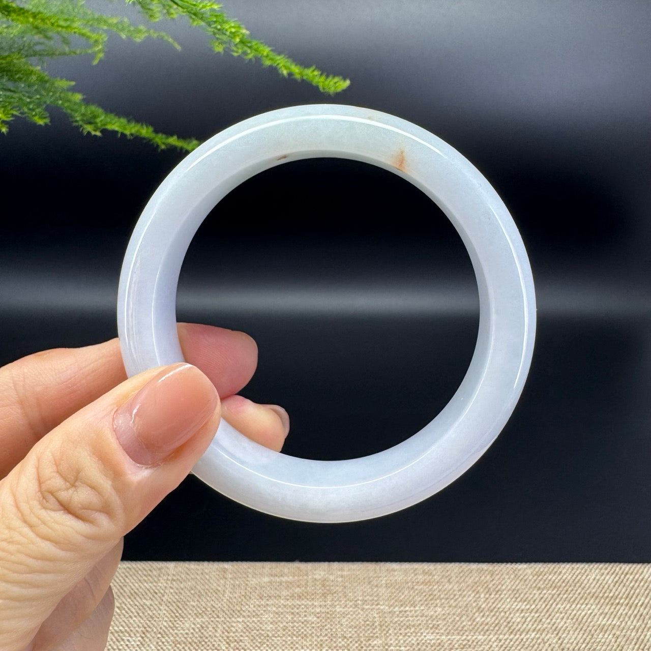 Genuine Burmese Icy Lavender Green Jade Jadeite Bangle Bracelet ( 56.2mm )