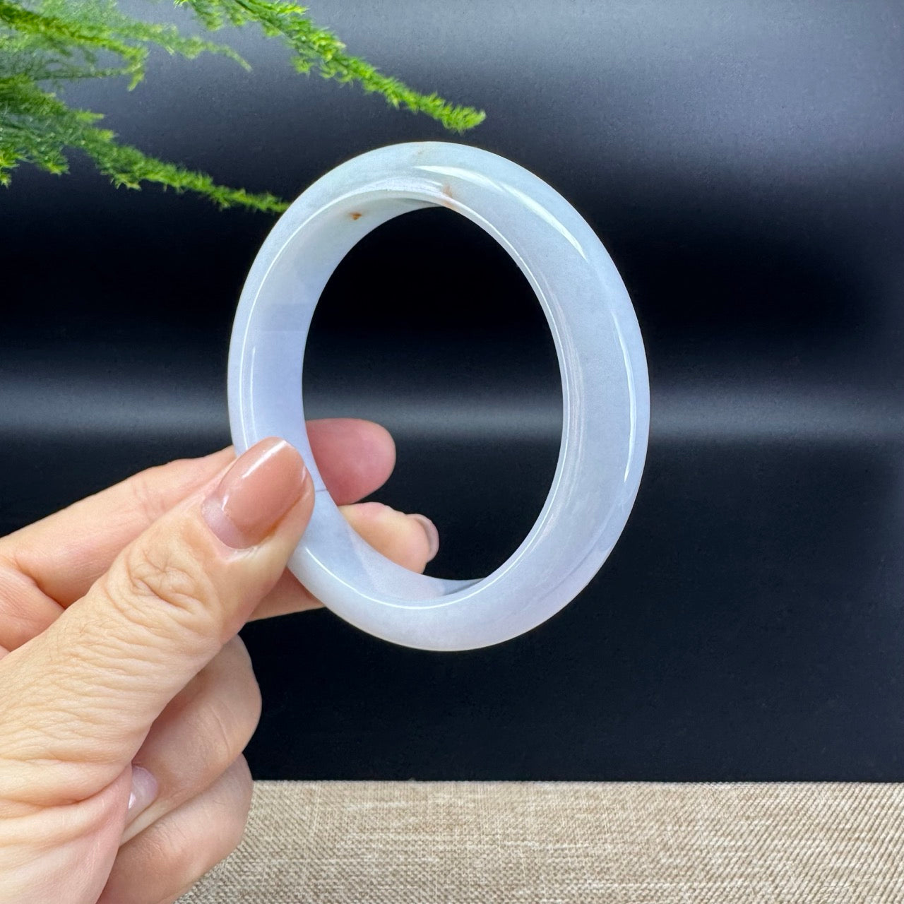 Genuine Burmese Icy Lavender Green Jade Jadeite Bangle Bracelet ( 56.2mm )