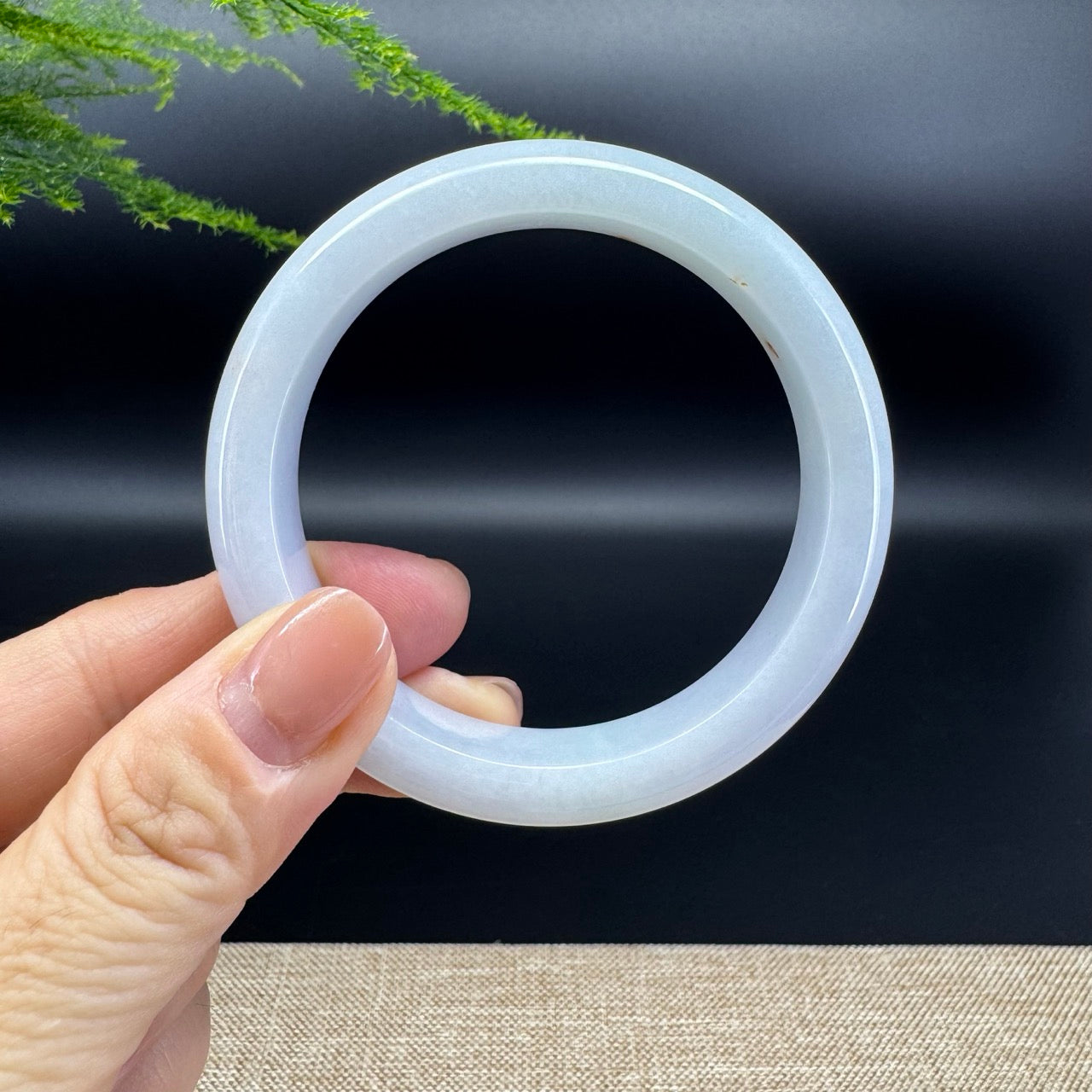 Genuine Burmese Icy Lavender Green Jade Jadeite Bangle Bracelet ( 56.2mm )