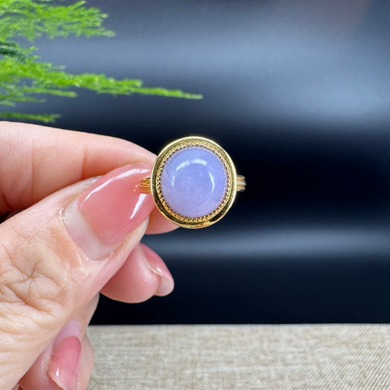 RealJade® "Signature Signet" 18K Yellow Gold  Lavender Jadeite Jade Classic Ring
