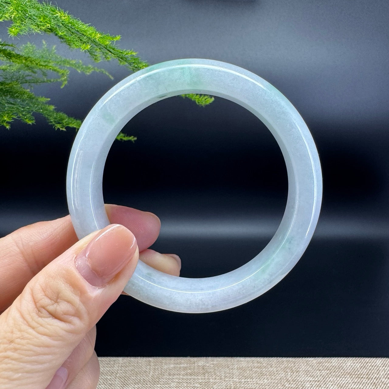 Genuine Burmese Icy Green Jade Jadeite Bangle Bracelet ( 56.6mm )