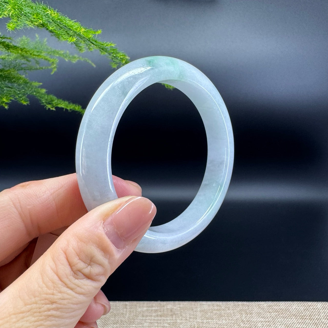 Genuine Burmese Icy Green Jade Jadeite Bangle Bracelet ( 56.6mm )