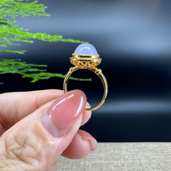 RealJade® "Signature Signet" 18K Yellow Gold  Lavender Jadeite Jade Classic Ring