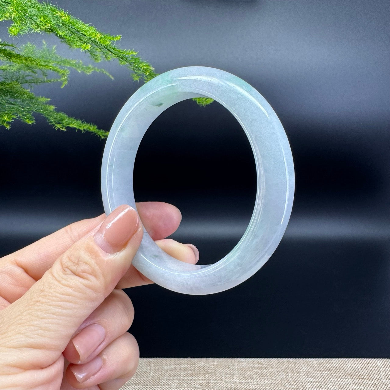 Genuine Burmese Icy Green Jade Jadeite Bangle Bracelet ( 56.6mm )