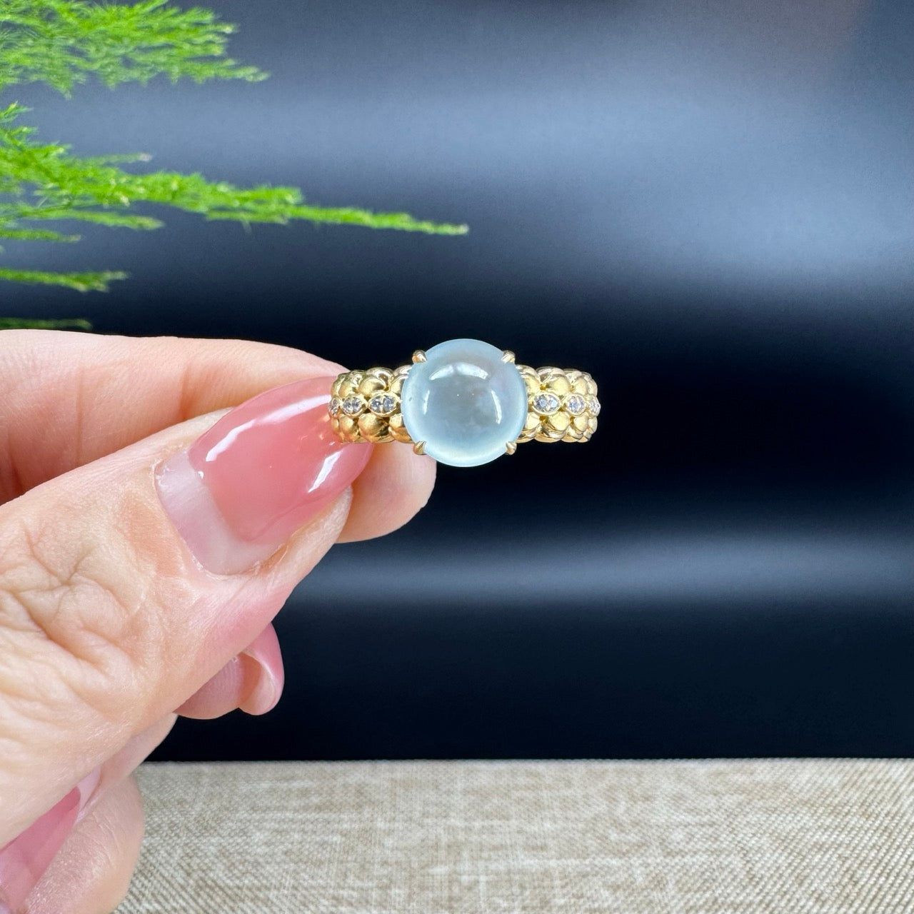 RealJade® "Signature Signet" 18K Yellow Gold Icy Jadeite Jade Diamonds Ring