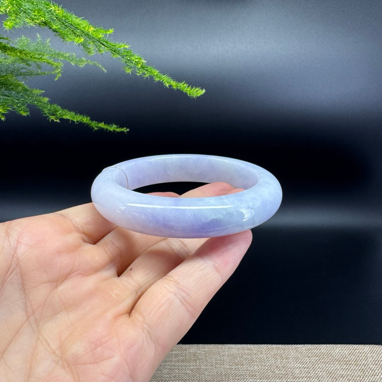 Genuine Burmese Lavender Jade Jadeite Bangle Bracelet ( 56.2mm )